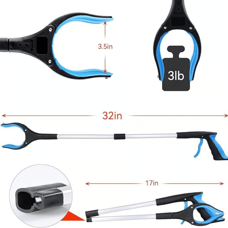 Recogedor Plegable 360° con Garra Giratoria - ¡Alcance sin esfuerzo!