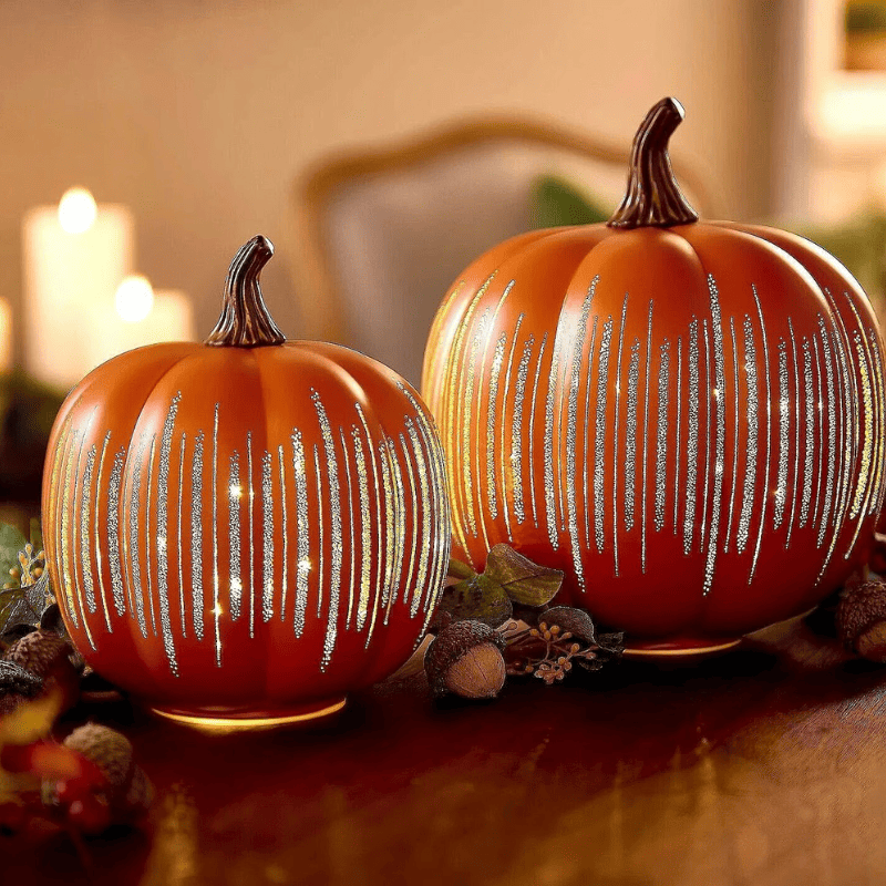 Calabazas de Cristal Iluminadas Starry Night – Encanto y Sofisticación en tu Decoración