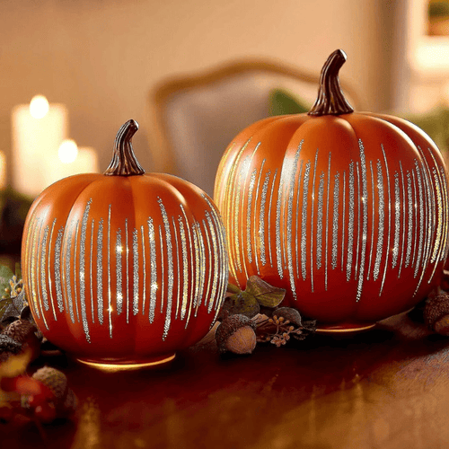 Calabazas de Cristal Iluminadas Starry Night – Encanto y Sofisticación en tu Decoración