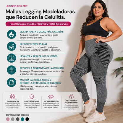 Legging Moldeadora Anticelulitis BelleFit™ 3D – Efecto realza glúteos y abdomen plano